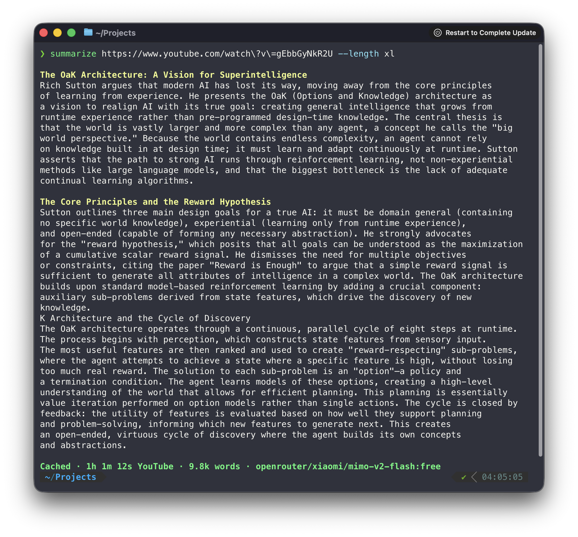 Summarize CLI output